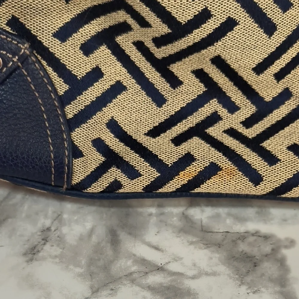 Tignanello Signature Jacquard/Blue leather trim handbag geometric pattern Purse - Picture 7 of 15